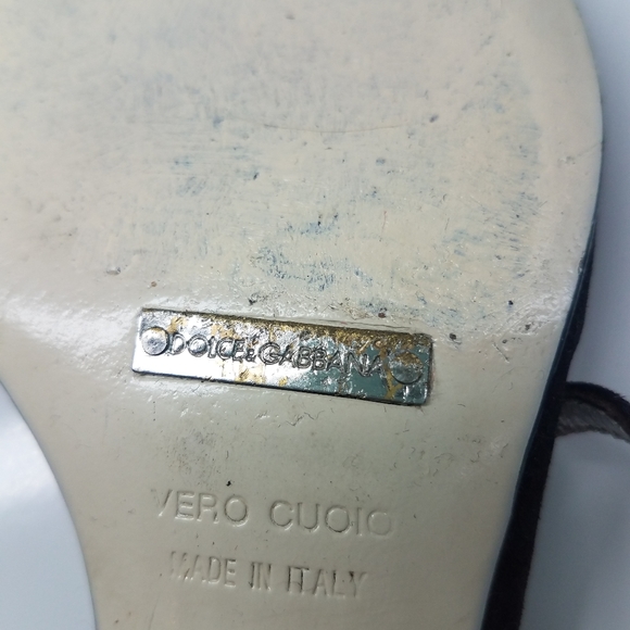 Dolce & Gabbana Brown Suede Embellished Sandals - Picture 10 of 12